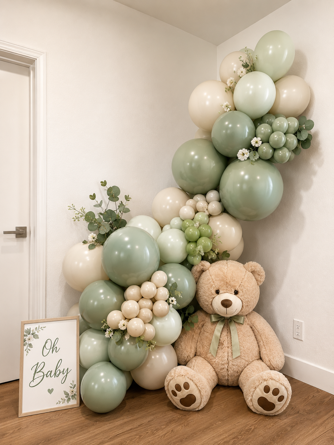 Oh Baby teddy bear balloon setup